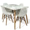 Conjunto de jantar Eames Eiffel: MESA RETANGULAR ESTILO GRANITO 80x120cm + 4 CADEIRAS ESTILO COLMEIA