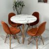 Conjunto de jantar Eames Eiffel: MESA REDONDA ESTILO GRANITO 90cm + 4 CADEIRAS ESTOFADAS BETONÊ - Image 2