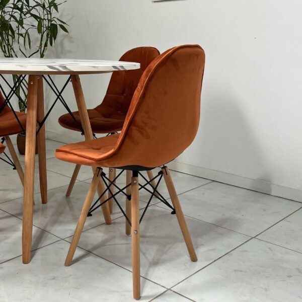 Conjunto de jantar Eames Eiffel: MESA REDONDA ESTILO GRANITO 90cm + 4 CADEIRAS ESTOFADAS BETONÊ - Image 4