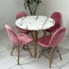 Conjunto de jantar Eames Eiffel: MESA REDONDA ESTILO GRANITO 90cm + 4 CADEIRAS ESTOFADAS BETONÊ - Image 5