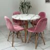 Conjunto de jantar Eames Eiffel: MESA REDONDA ESTILO GRANITO 90cm + 4 CADEIRAS ESTOFADAS BETONÊ - Image 6