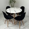 Conjunto de jantar Eames Eiffel: MESA REDONDA ESTILO GRANITO 90cm + 4 CADEIRAS ESTOFADAS BETONÊ - Image 8