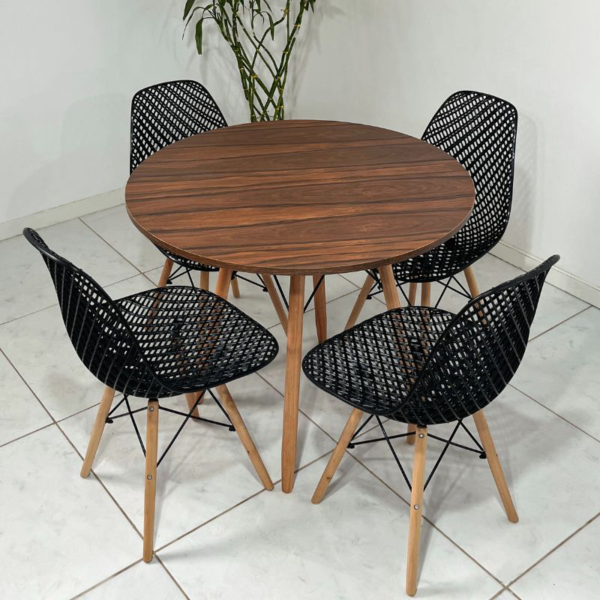 Conjunto de jantar Eames Eiffel: MESA REDONDA AMADEIRADA 80cm + 4 CADEIRAS COLMEIA - Image 2