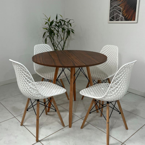 Conjunto de jantar Eames Eiffel: MESA REDONDA AMADEIRADA 80cm + 4 CADEIRAS COLMEIA - Image 5