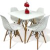 Conjunto de jantar Eames Eiffel: MESA QUADRADA BRANCA 80x80cm + 4 CADEIRAS COLMEIA