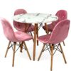 Conjunto de jantar Eames Eiffel: MESA REDONDA ESTILO GRANITO 90cm + 4 CADEIRAS ESTOFADAS BETONÊ