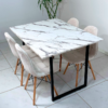 Conjunto de jantar Eames Eiffel: MESA RETANGULAR ESTILO GRANITO COM PÉ INDUSTRIAL 90X120cm + 4 CADEIRAS ESTOFADAS BETONÊ - Image 4